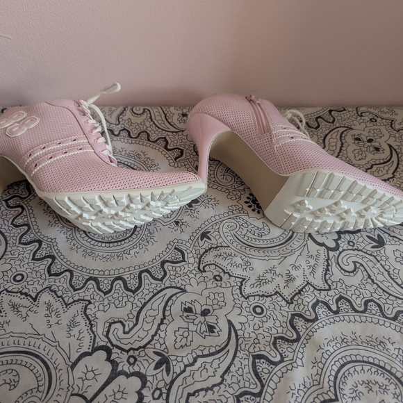 Le Chateau Rare Light Pink Lace-up Heeled Booties - '88' Y2K Bloquette - Picture 5 of 9